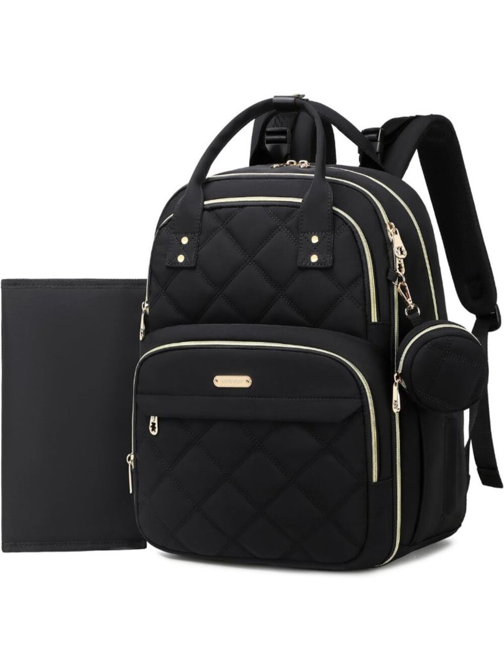 Stylish Large Diaper Bag Backpack with Changing Pad, Insulated Wet/Dry Pocket